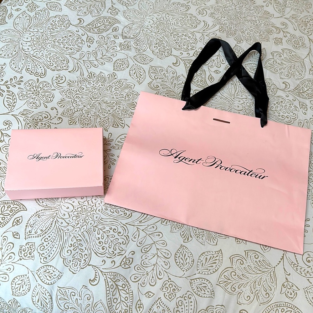 NEW Agent Provocateur Large Bag and Small Box with Tissue Paper and Black Ribbon
